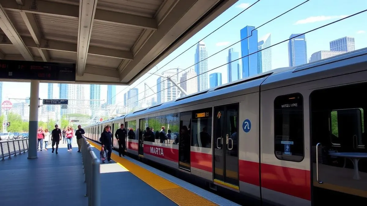 MARTA train at Atlanta station connecting airport to downtown