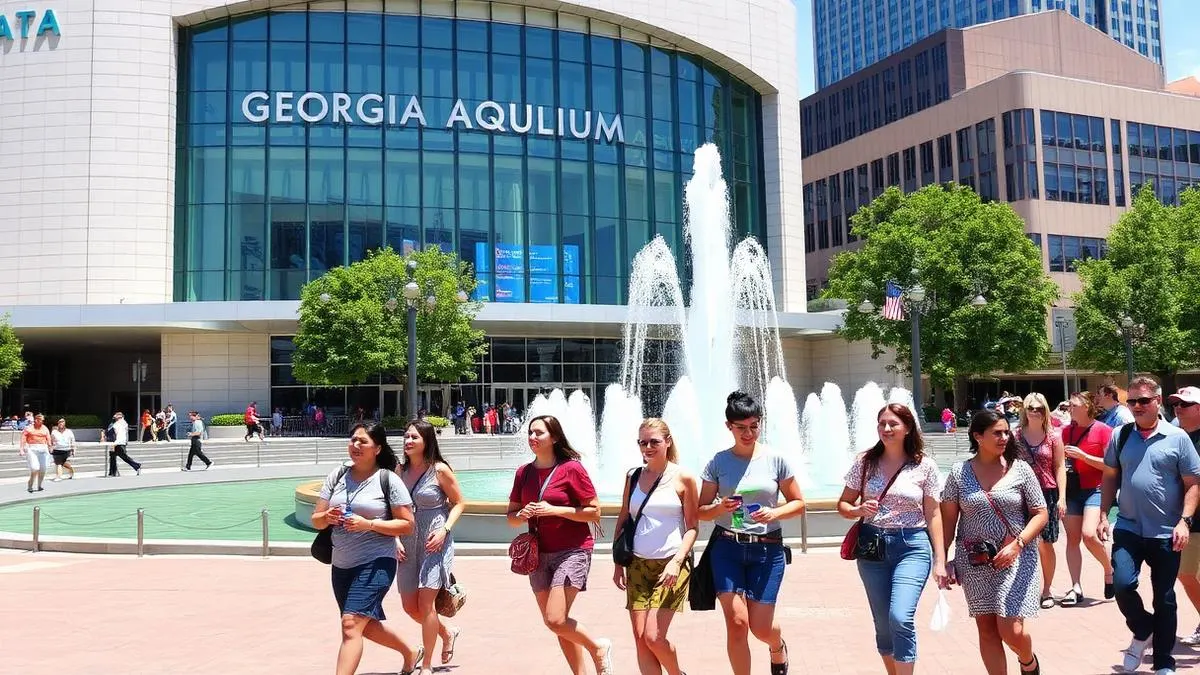 Tourists exploring attractions near Atlanta airport during a layover